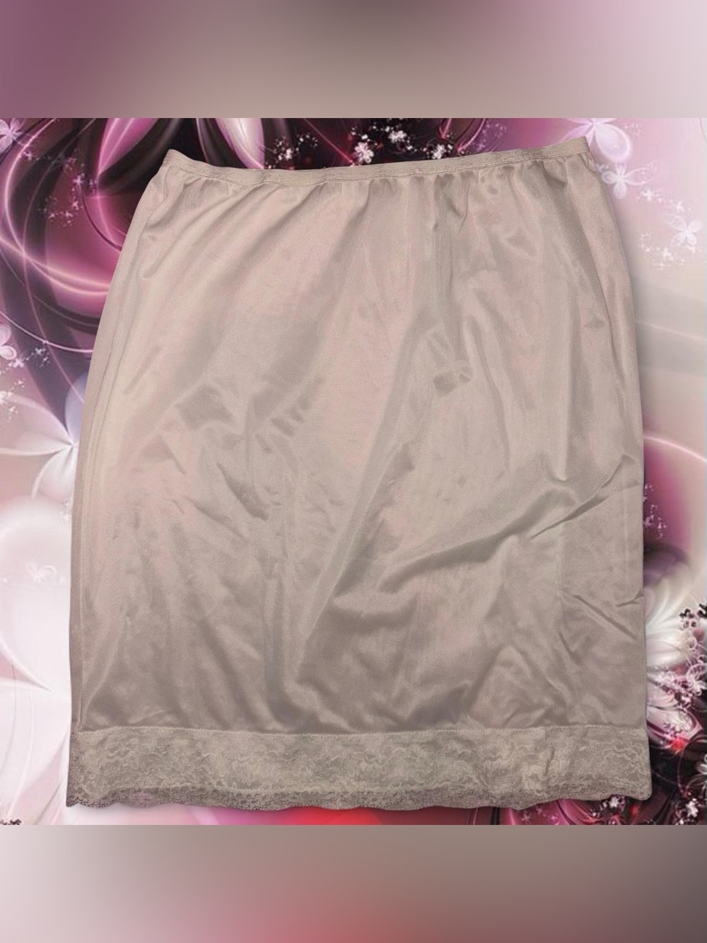 vtg 60s/70s lace trim half slip skirt - pinehurst lingerie, sz lg